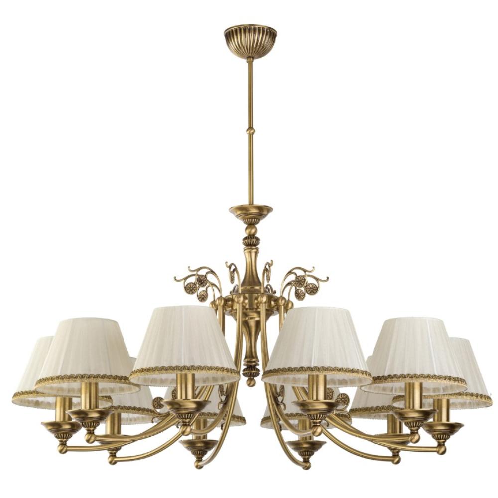 nagymeretu klasszikus antik rez csillar feher pliszirozott textil ernyo luxus villa kastely elegans polgari lampa vilagitas.jpg